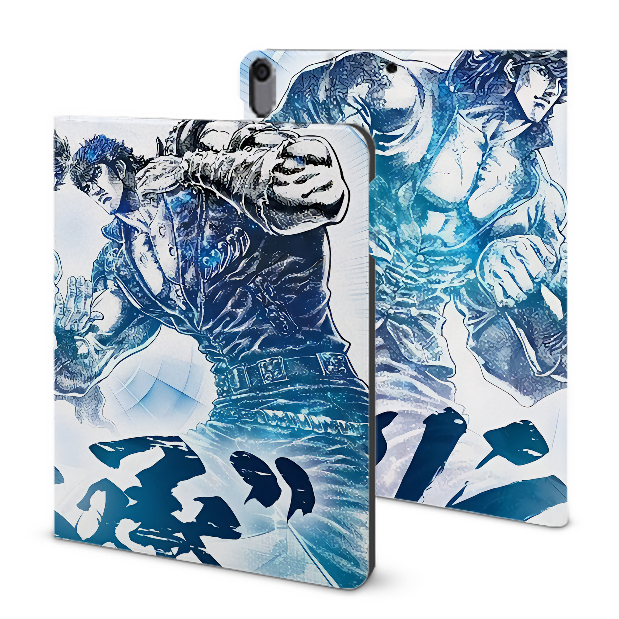 （画像用） 北斗の拳 Fist of the North Star IPad ケース ブック型 PUレザー TPU 耐衝撃 軽量 薄型 ペン収納なし 全面保護 IPad 各モデル対応